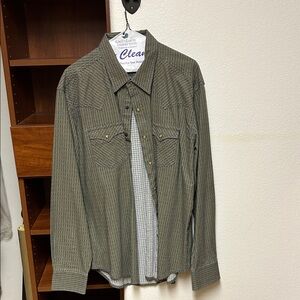 Wrangler Men's Green Striped Shirt Jacket